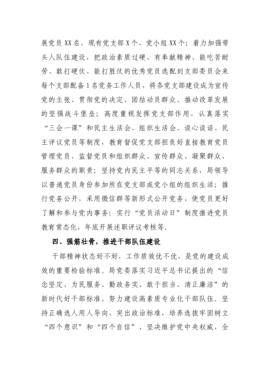 X局党委十九大以来加强党的建设工作情况汇报.docx,第4页预览