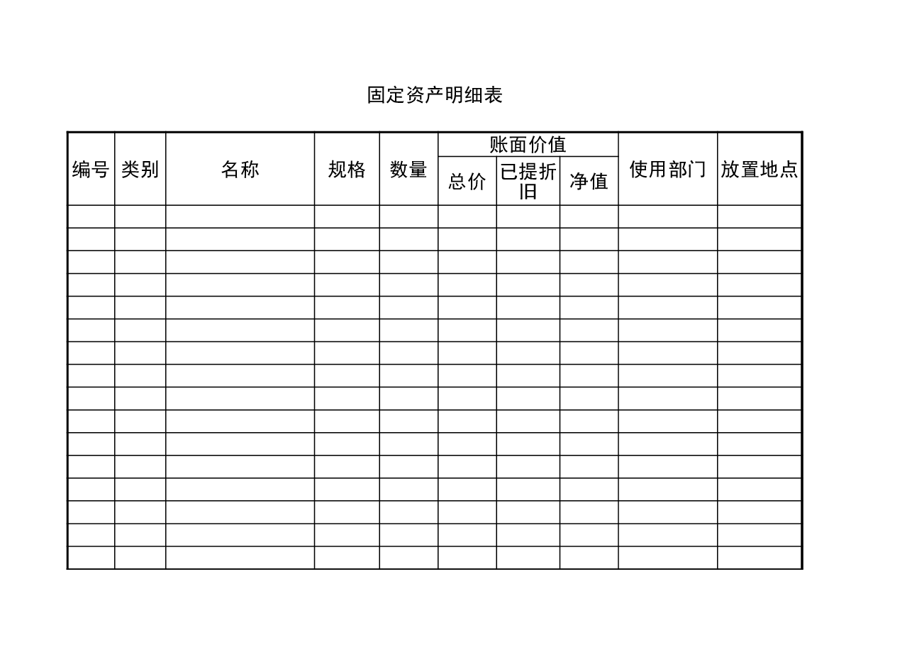 管理报表16-固定资产明细表.xlsx,第2页预览