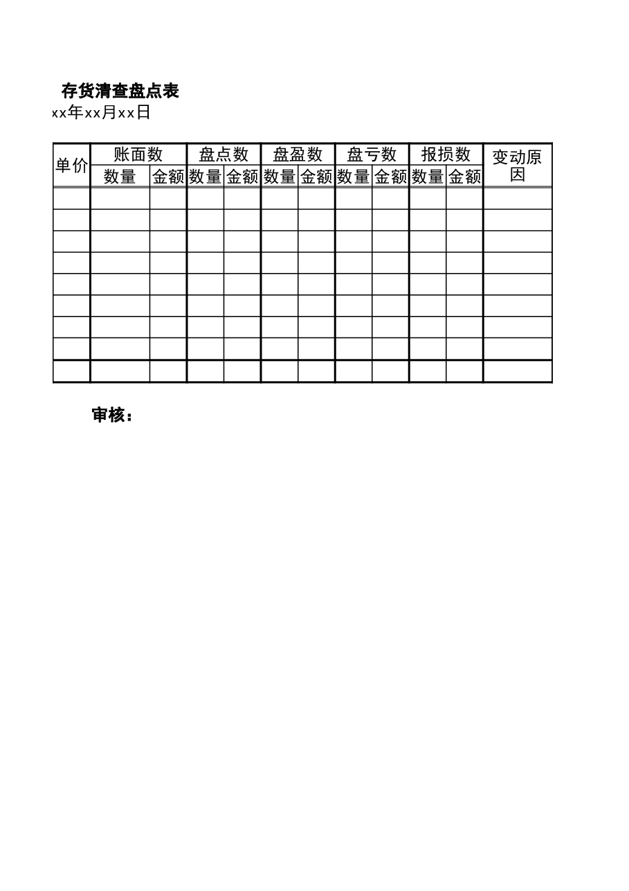 盘点工具2-存货盘点表.xlsx，第2页预览