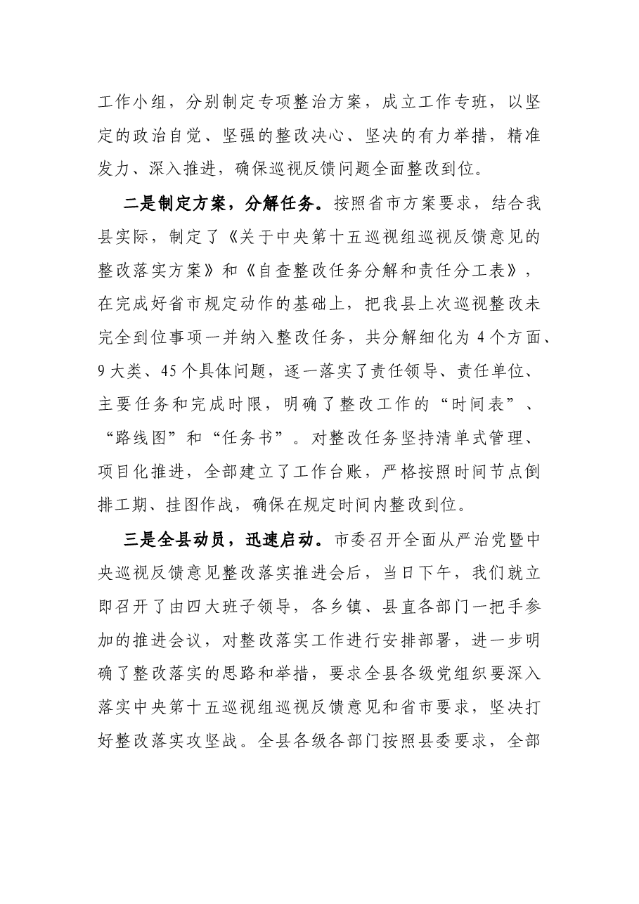 X县委关于中央巡视反馈意见整改工作开展情况的汇报.docx,第2页预览