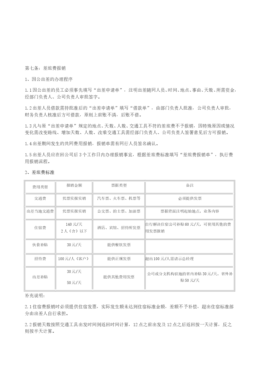 费用报销管理制度(公司内部).doc,第2页预览