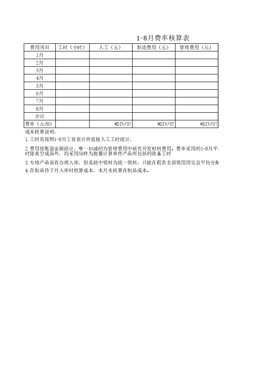 财税工具-入库产品成本核算单模板.xls,第2页预览