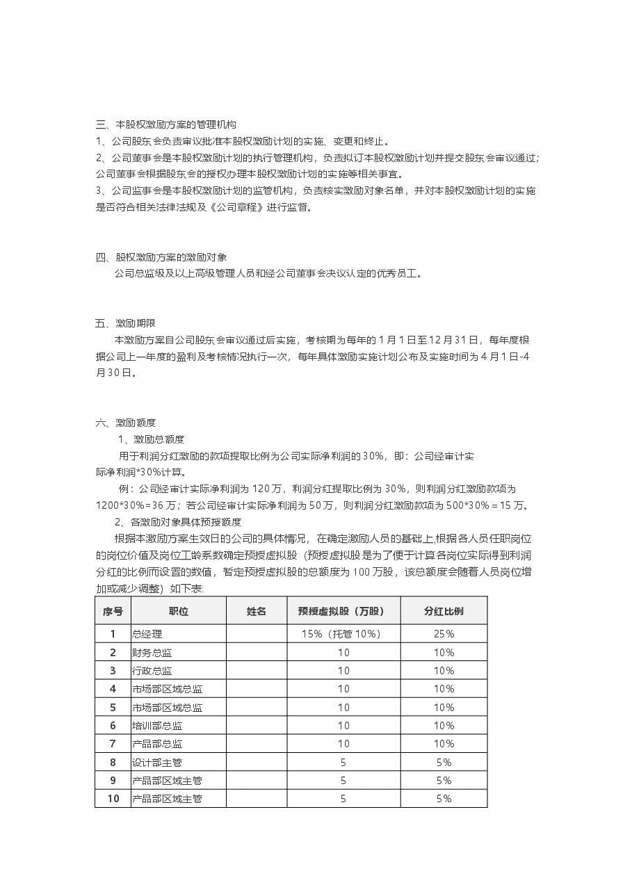 xxx公司在职分红激励方案.doc,第2页预览