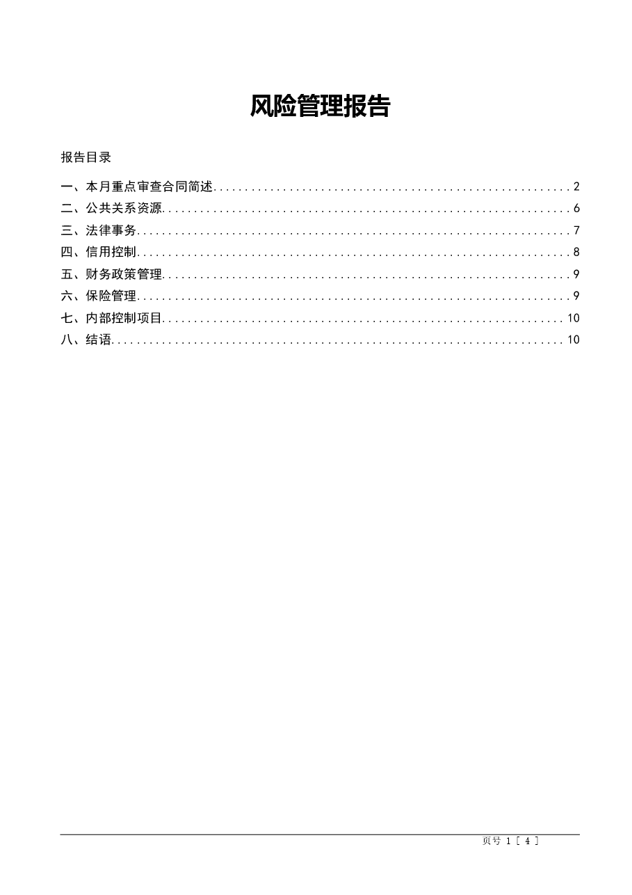 财税工具-风险管理报告样本.doc,第1页预览