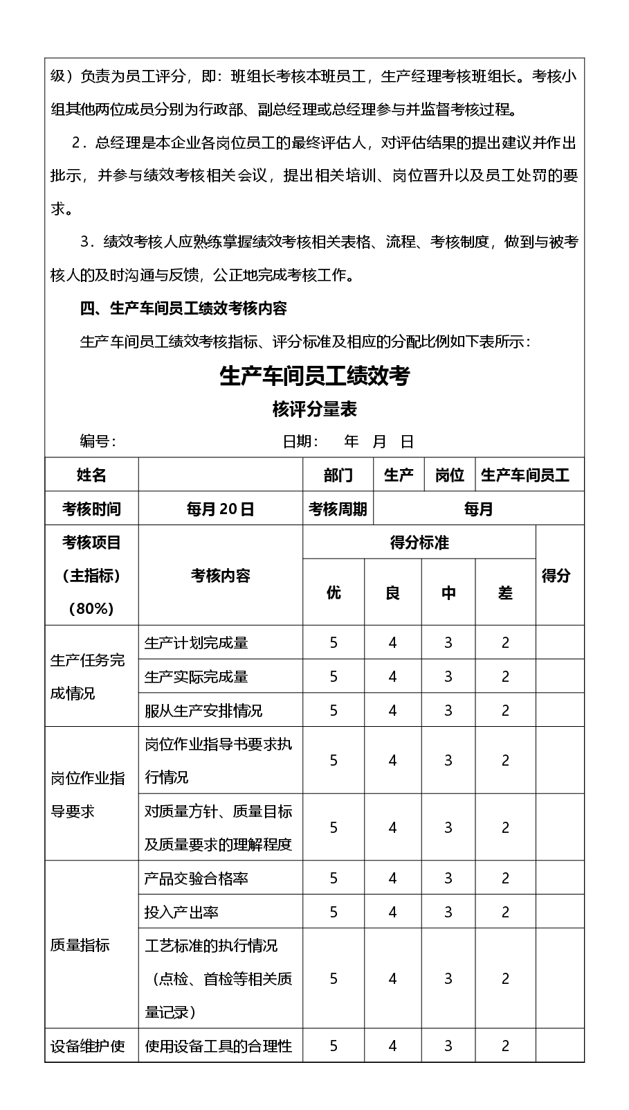 生产车间员工绩效考核方案.docx,第2页预览