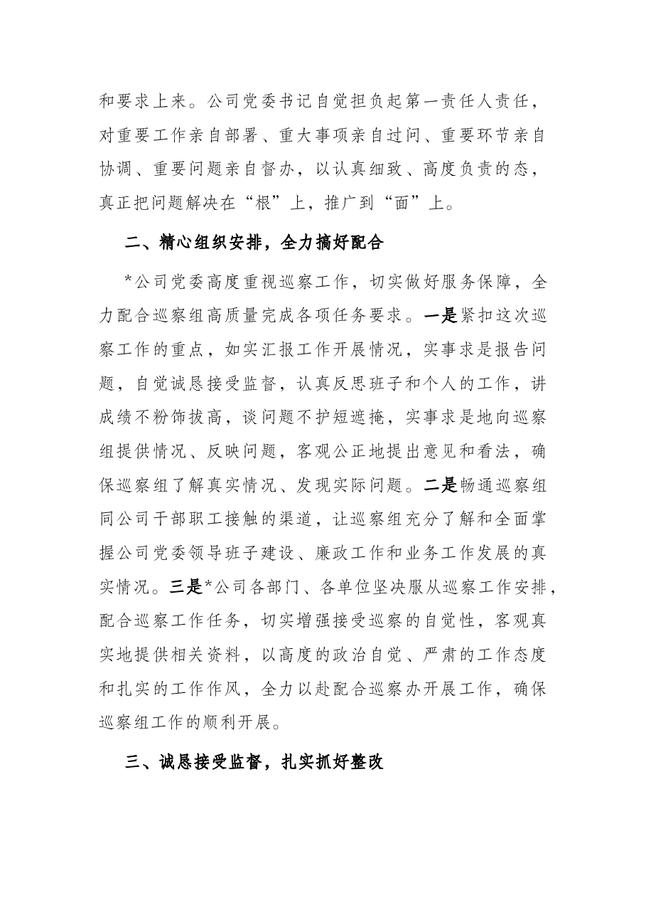 公司党委配合上级党委巡察工作有关情况汇报.docx,第2页预览