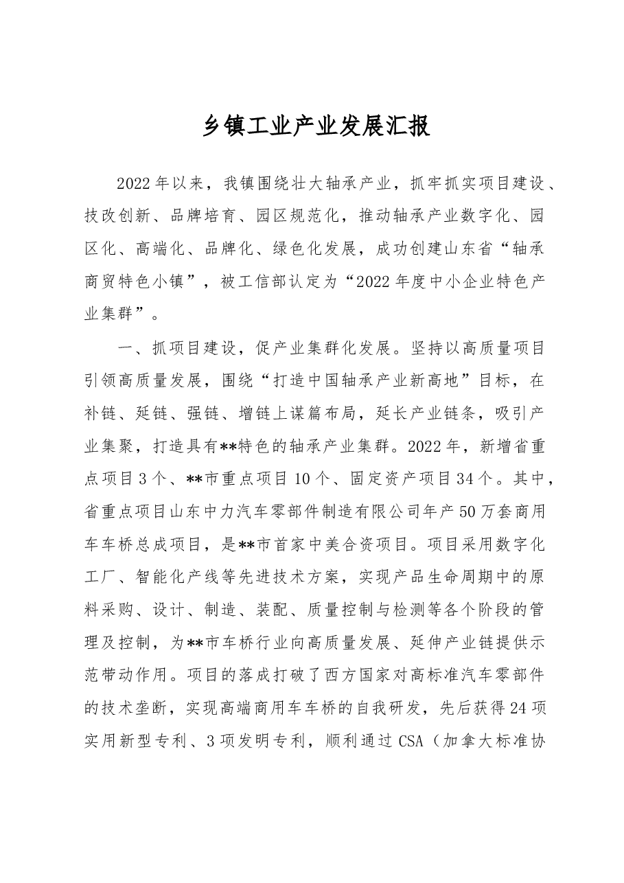 乡镇工业产业发展汇报.docx,第1页预览