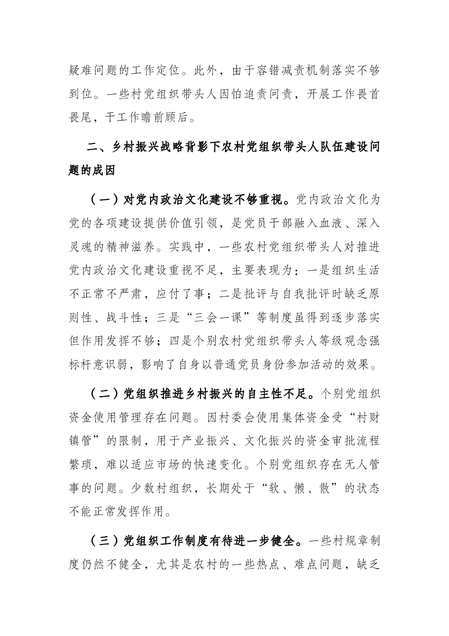 打造过硬的农村基层党组织带头人队伍的对策建议.docx,第3页预览