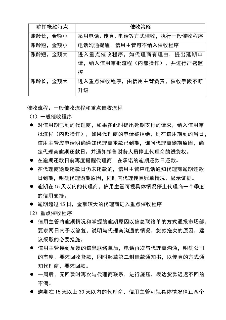 参考工具：应收帐款监控与催收流程设计.doc，第2页预览