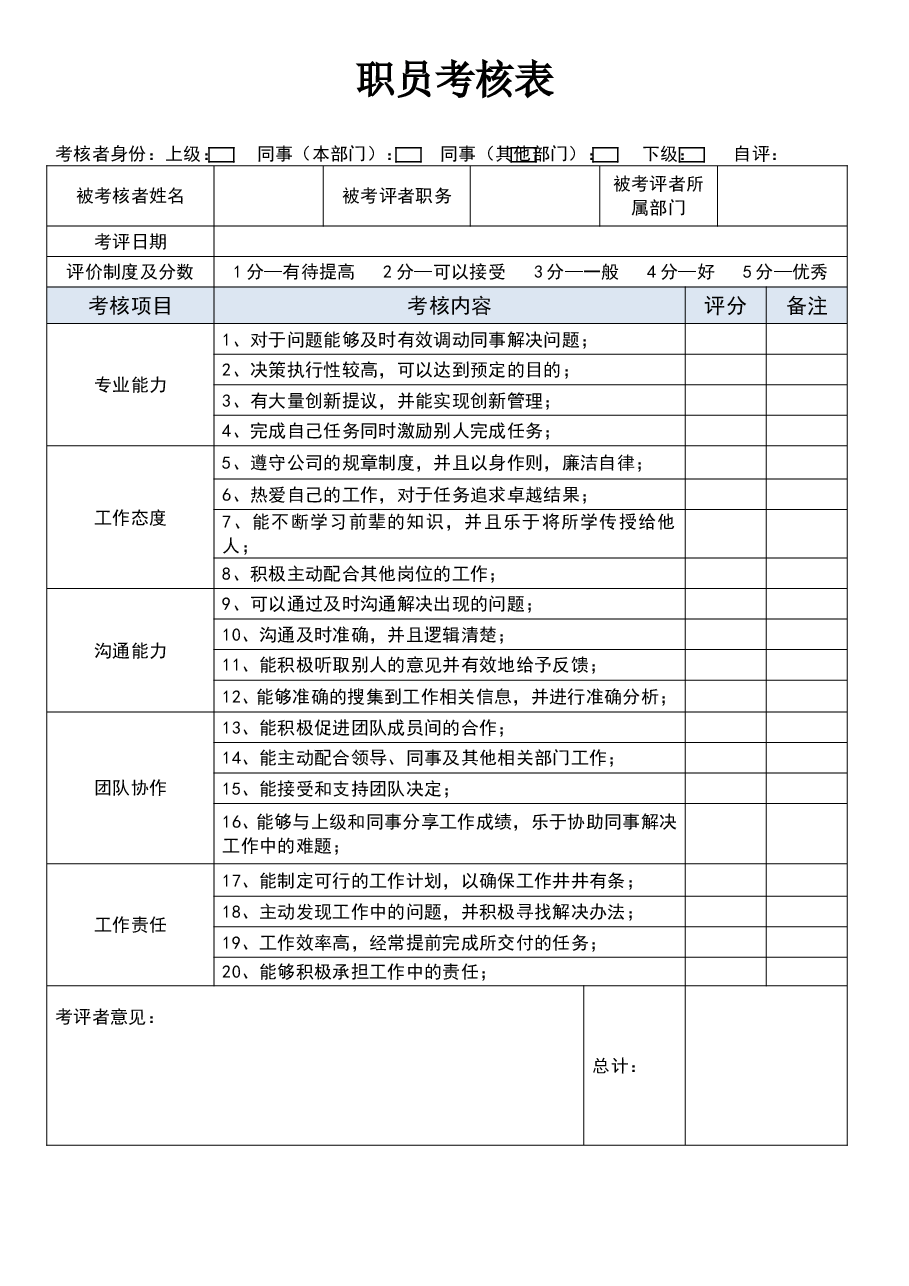 员工考核表.doc,第1页预览