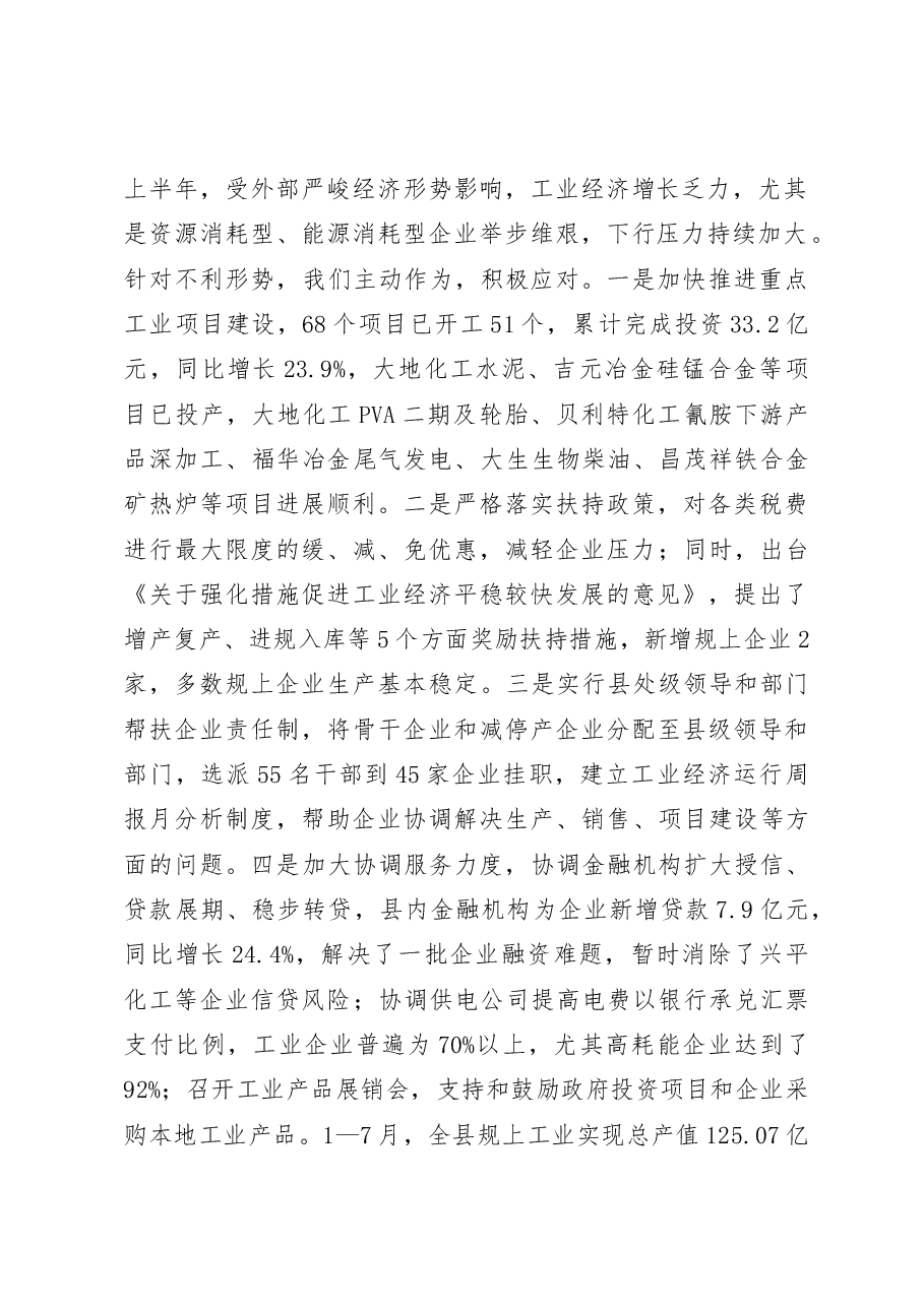 上半年经济运行暨重点工作情况汇报(县长修改)0817.doc,第2页预览