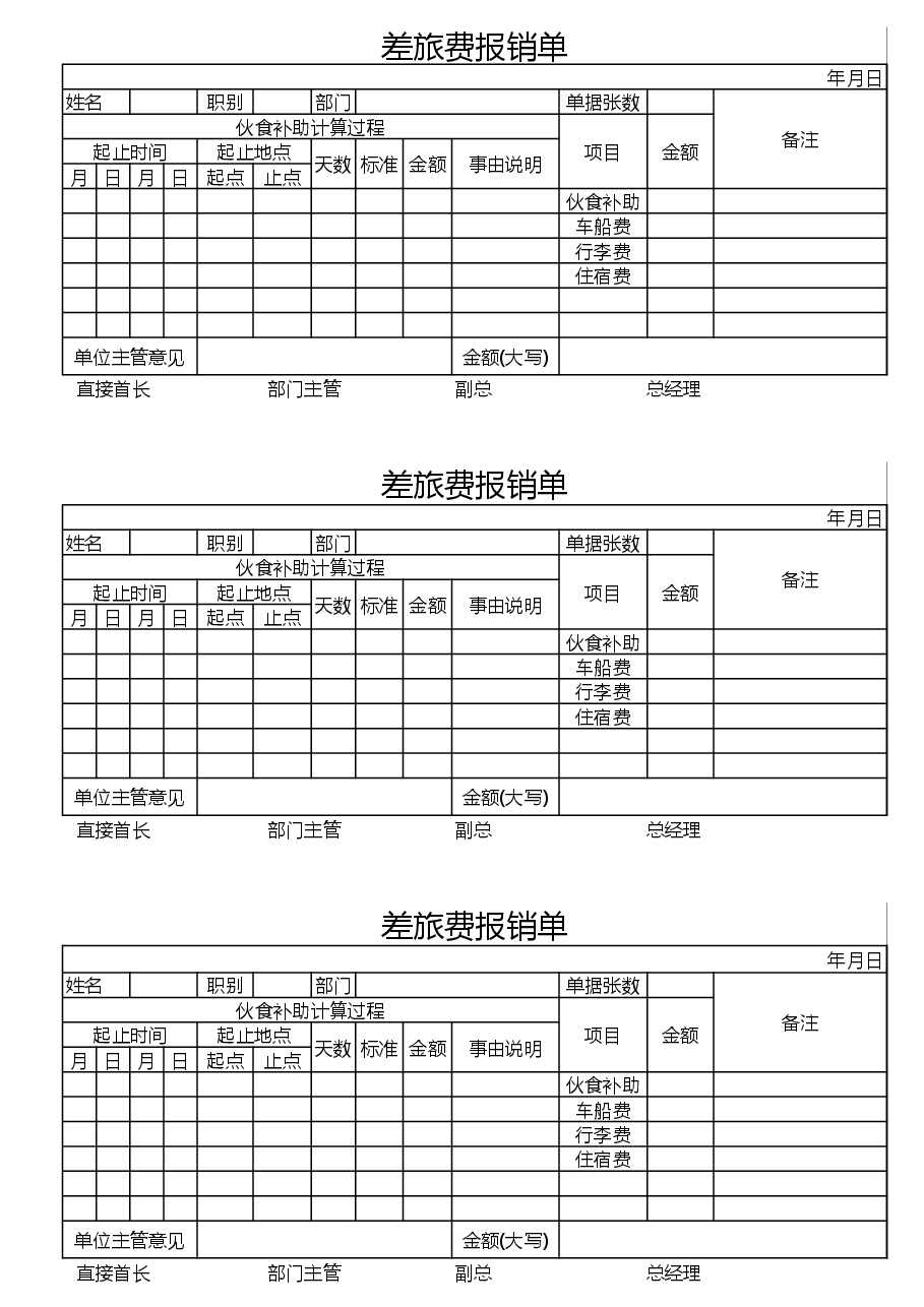 参考工具:差旅费报销单1.xls,第1页预览