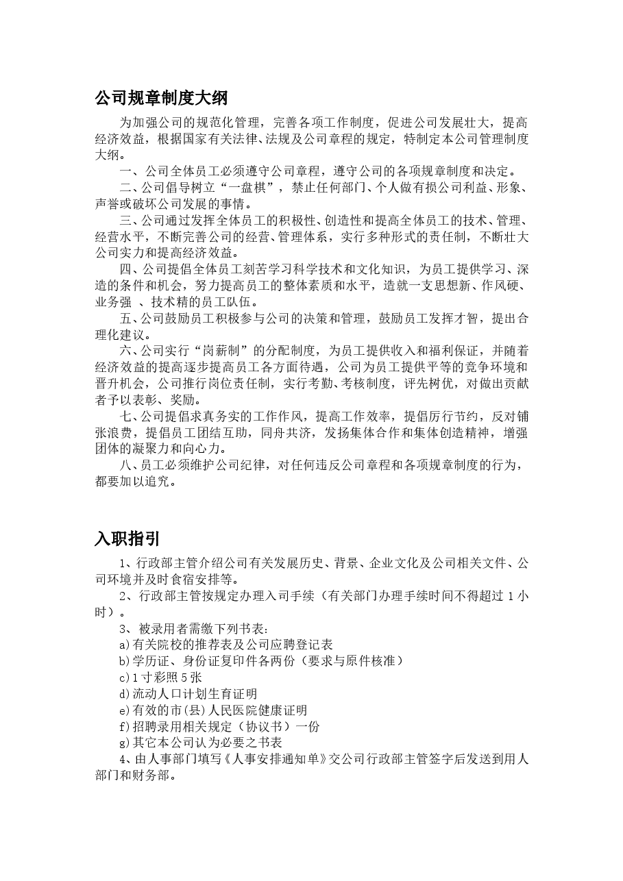 公司规章制度大纲.doc,第1页预览
