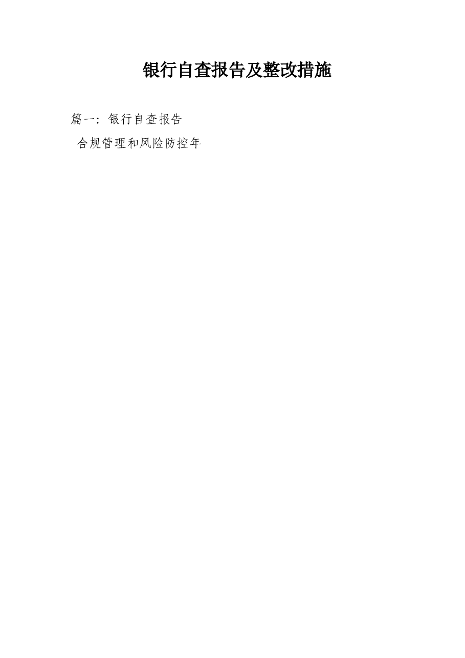 银行自查报告及整改措施.doc,第1页预览