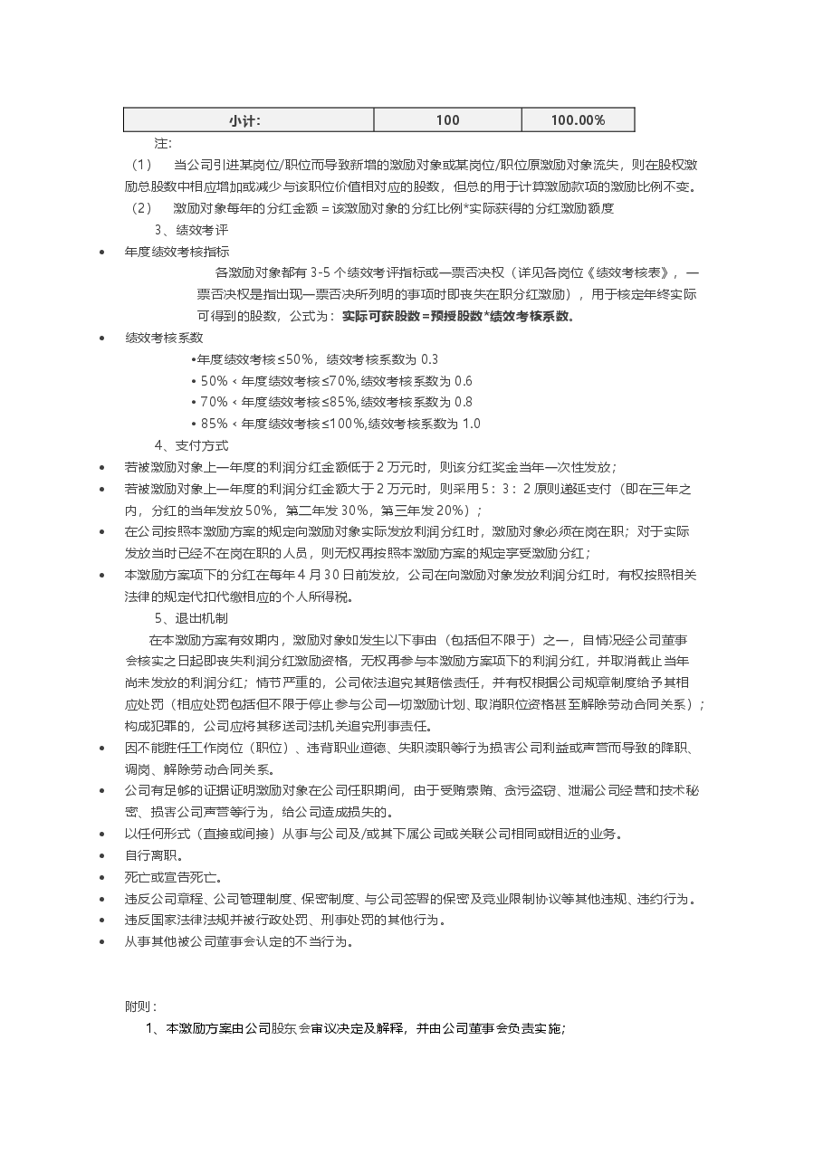 xxx公司在职分红激励方案.doc,第3页预览