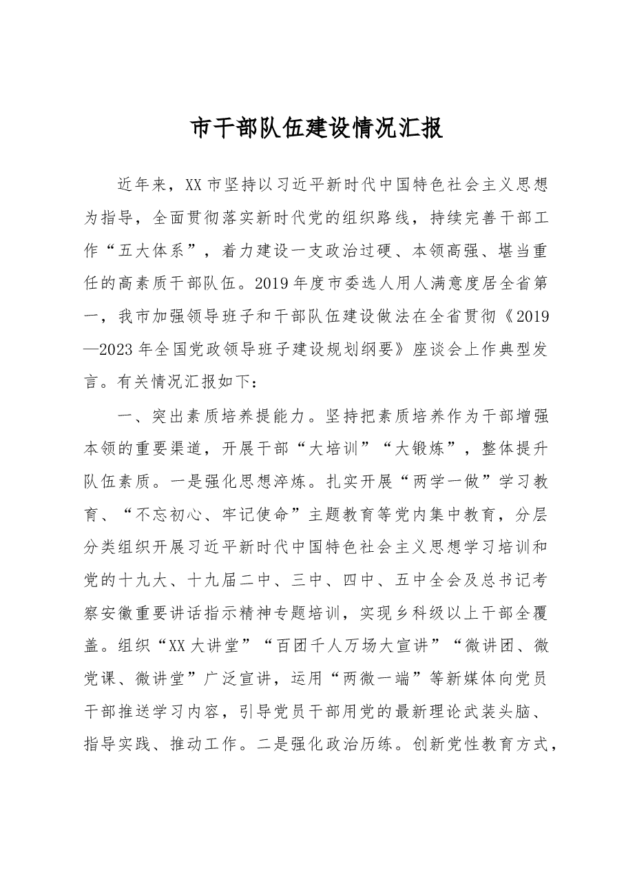 2020年市干部队伍建设情况汇报.docx,第1页预览