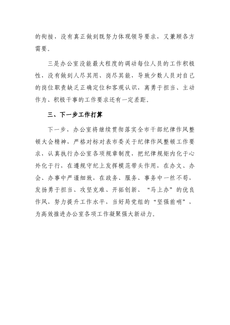 市经信局办公室关于干部纪律作风整顿推进情况的汇报.docx,第3页预览