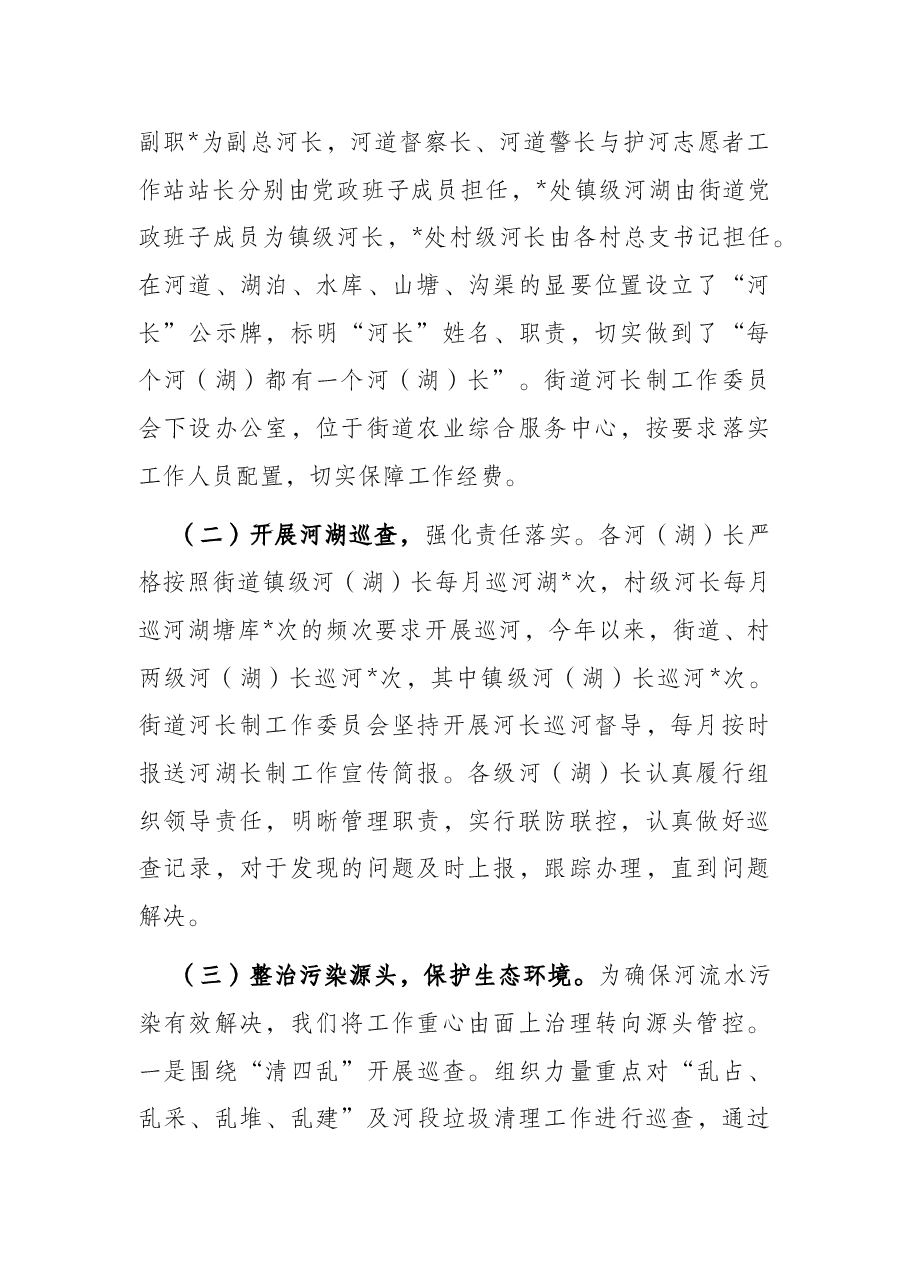 街道河(湖)长制工作汇报.docx,第2页预览