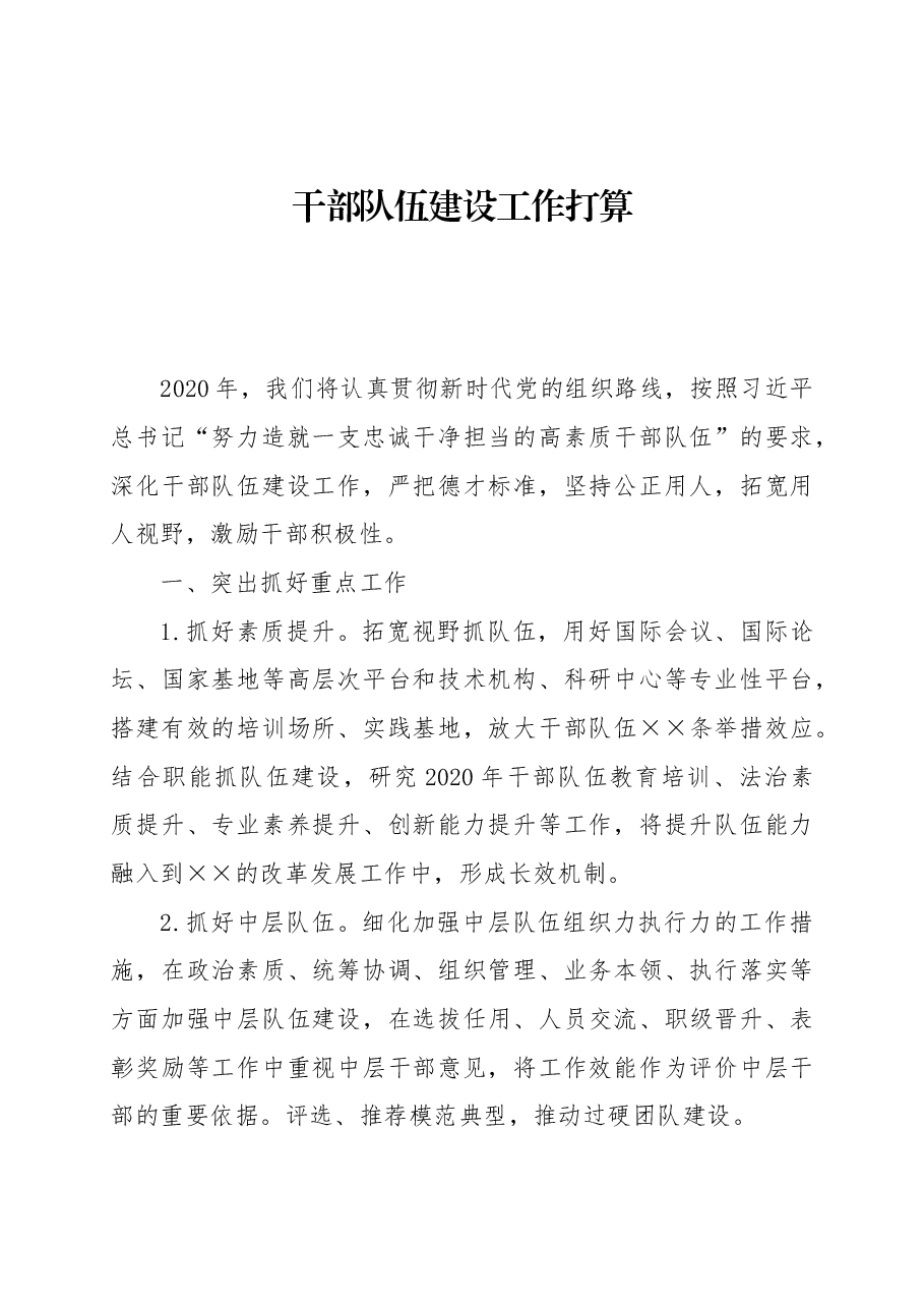 干部队伍建设汇报材料.docx,第1页预览