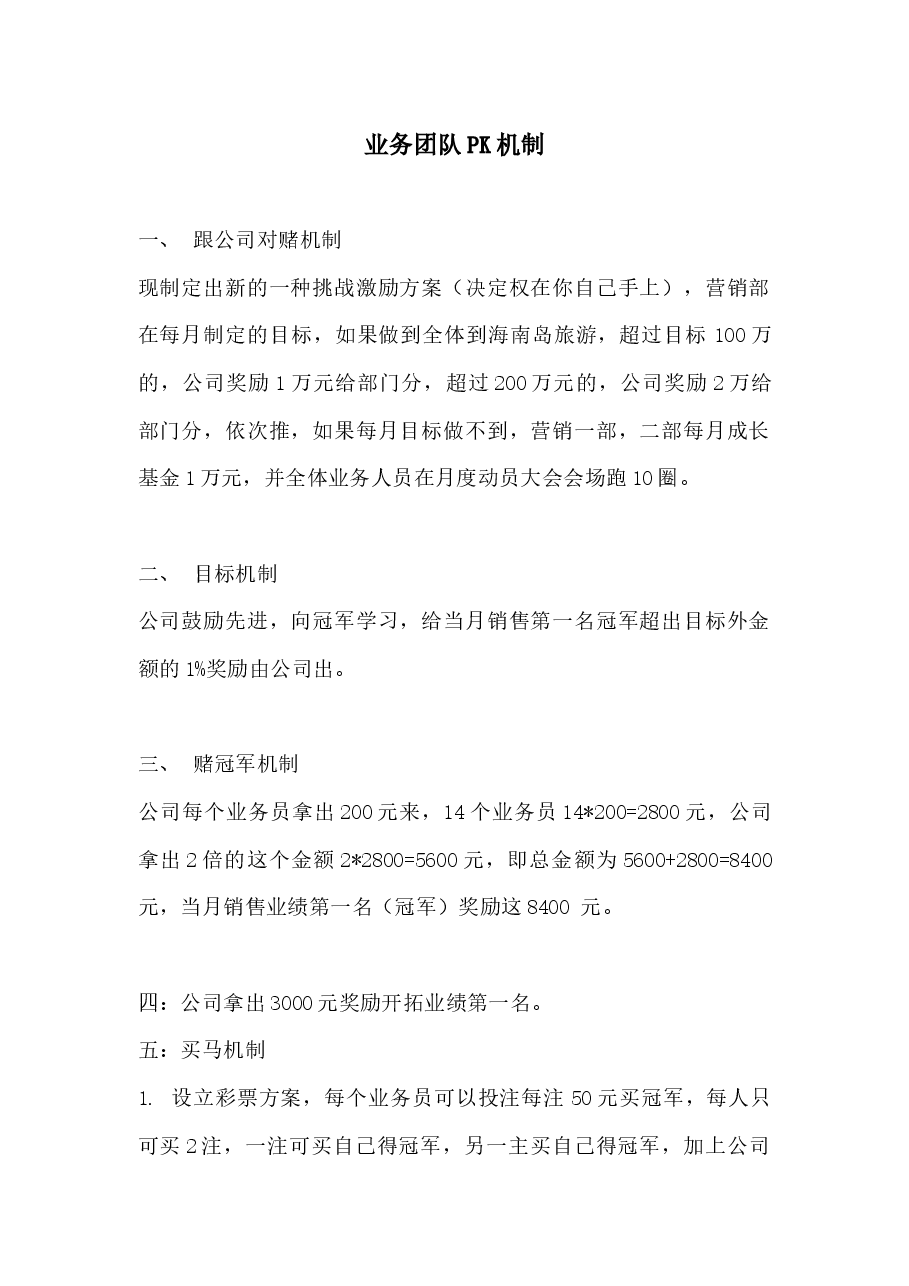 业务团队PK机制.docx,第1页预览