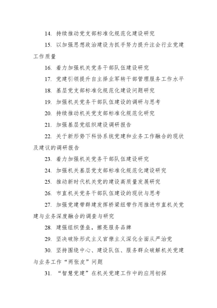 （113个）机关党建重点课题调研目录参考.docx，第2页预览