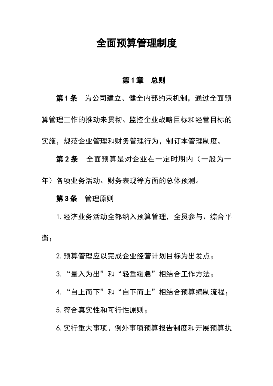 财税工具-全面预算管理制度(中小企业版).doc,第1页预览