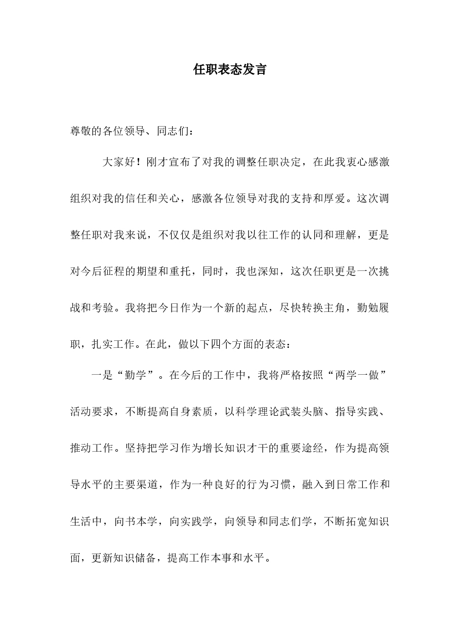 任职表态发言.docx,第1页预览