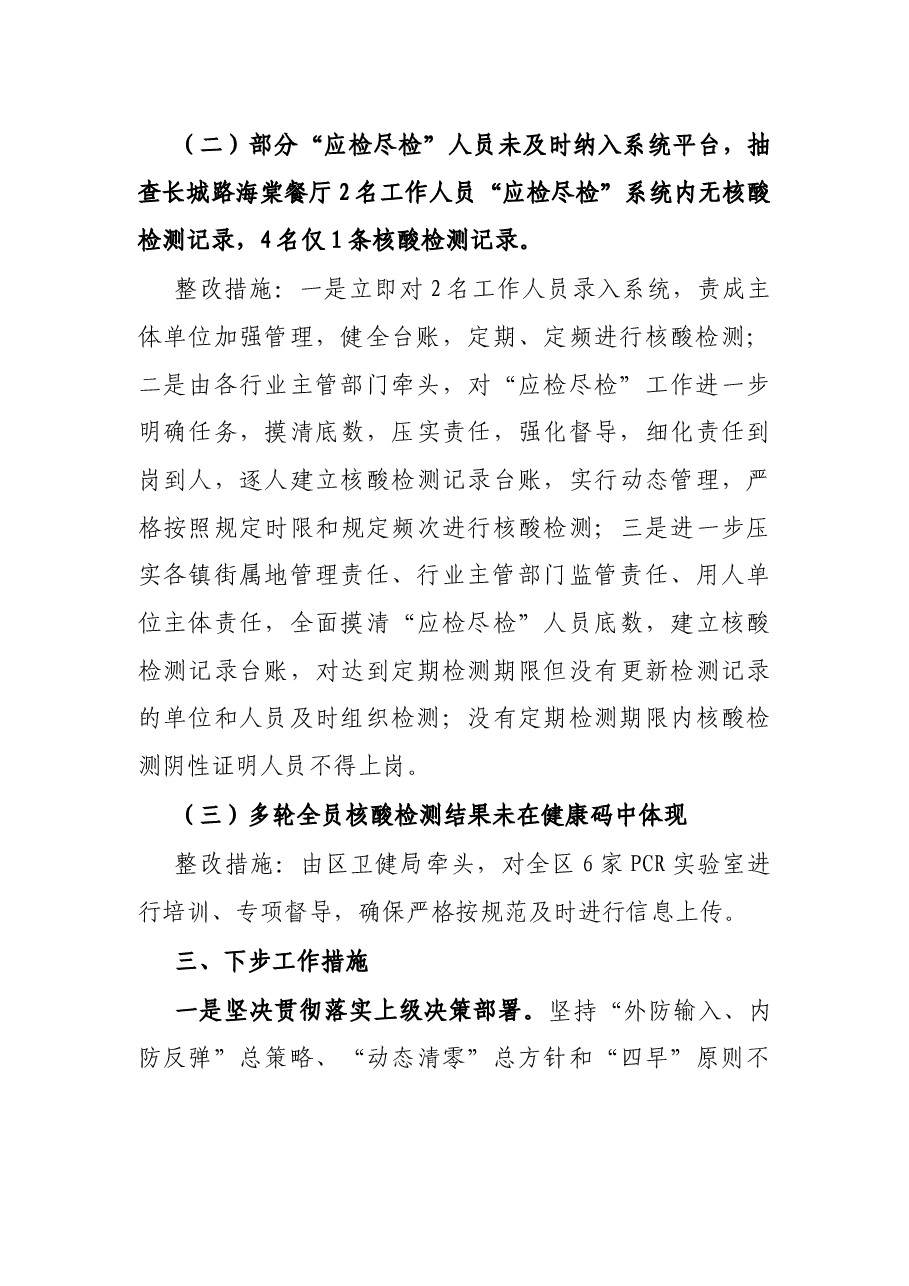 区关于对全市“应检尽检”专项监督检查整改汇报.docx,第3页预览