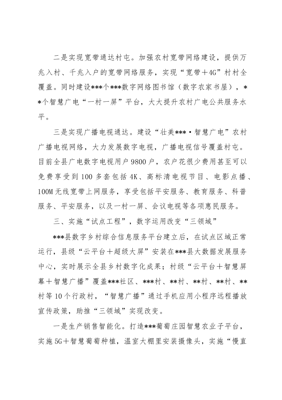 某县全力打造数字乡村建设助力乡村振兴的情况汇报.docx,第3页预览