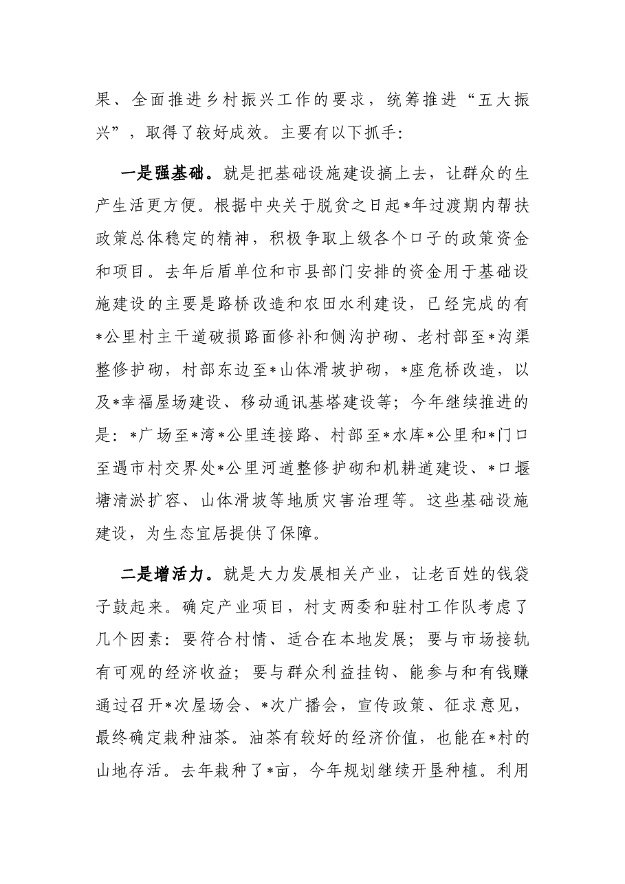 2022年市派驻X村队员乡村振兴帮扶工作情况汇报.docx,第2页预览