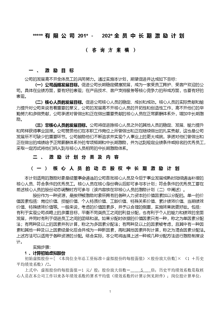 某公司动态股权激励方案.doc,第1页预览