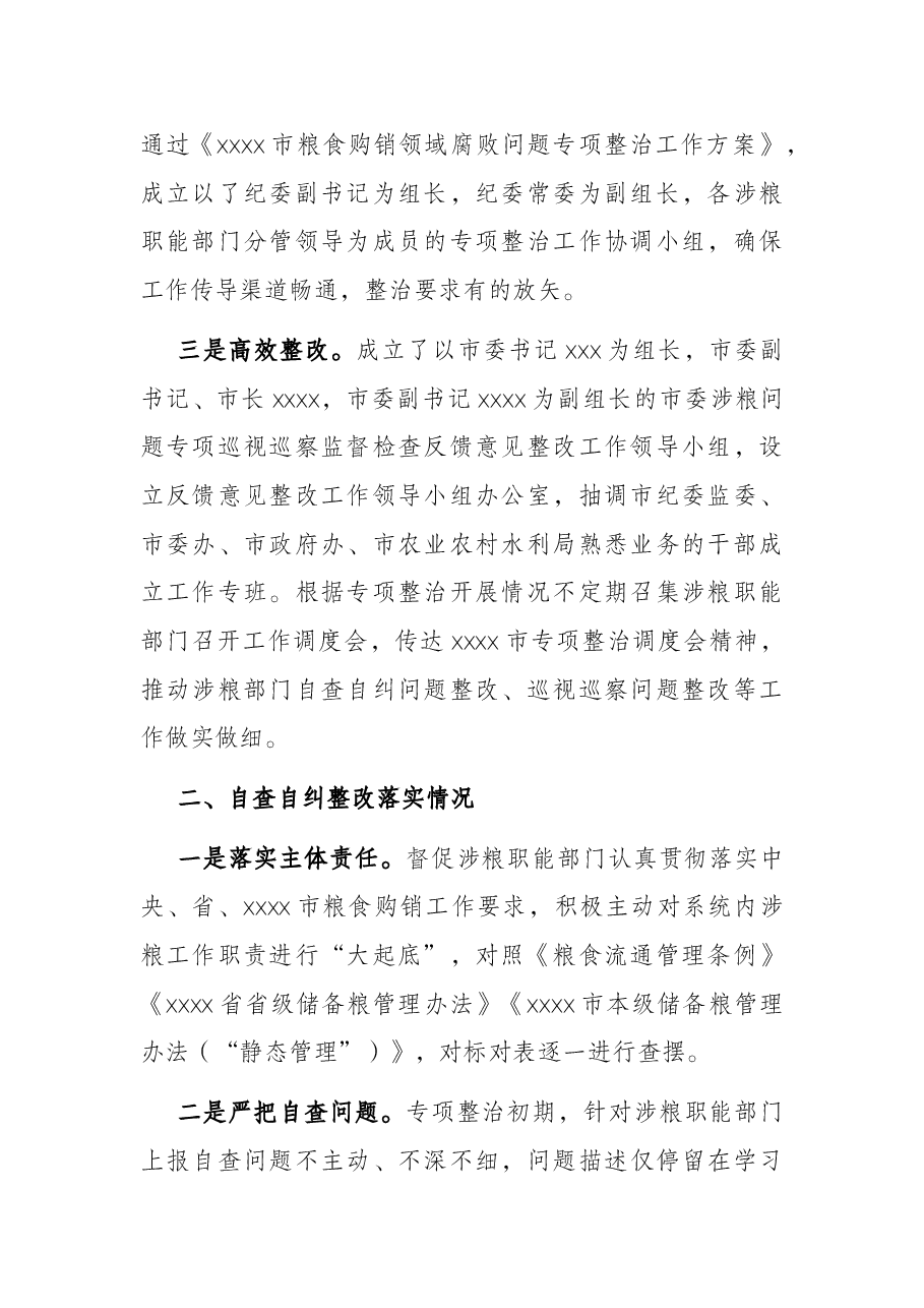 X市粮食领域巡察整改工作汇报.docx,第2页预览