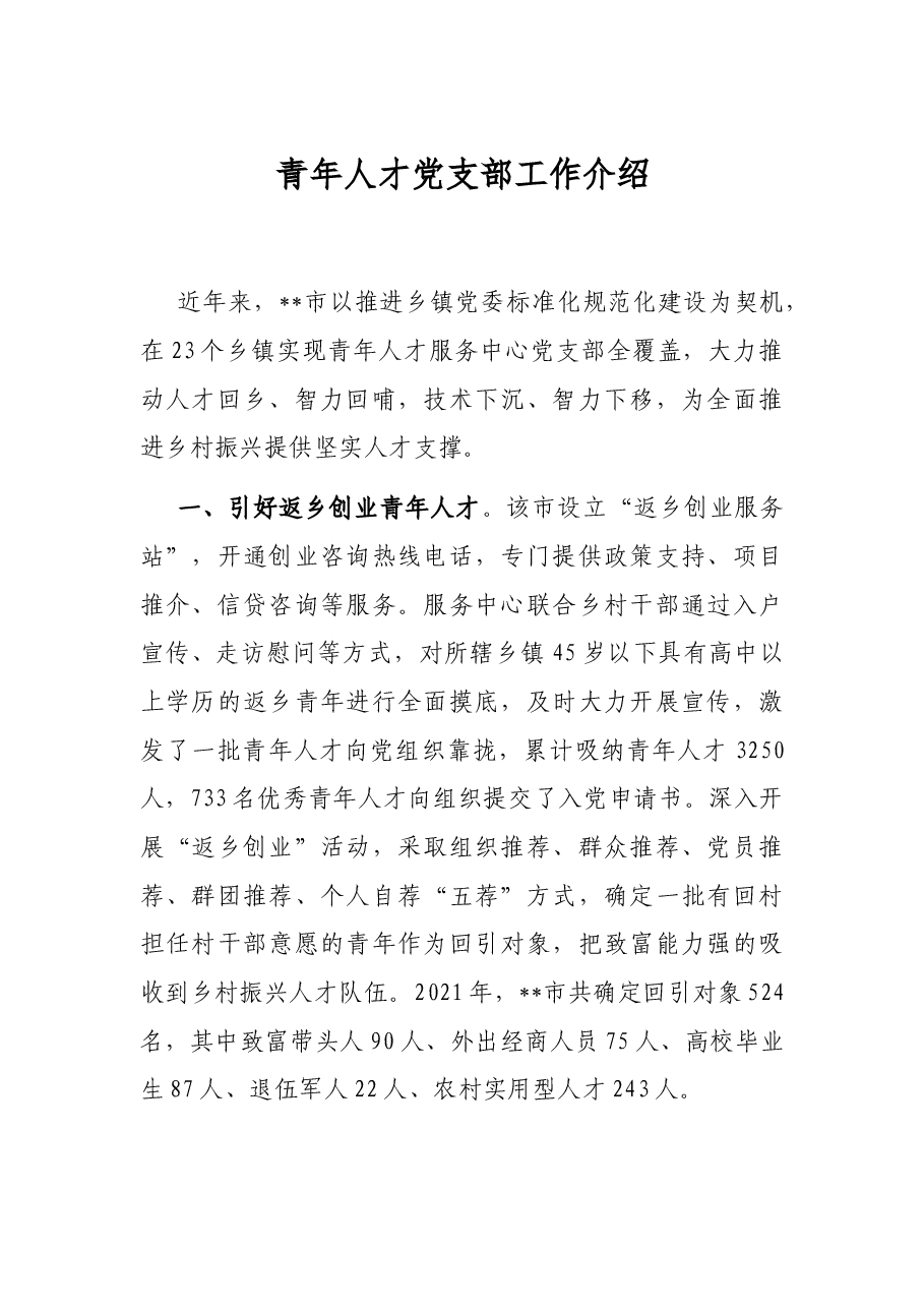 青年人才党支部工作介绍.docx,第1页预览