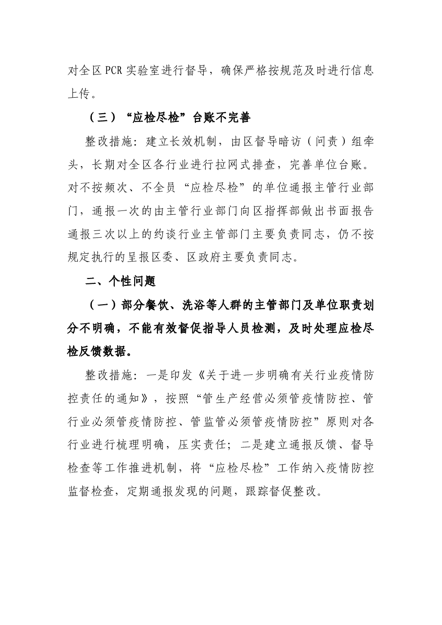 区关于对全市“应检尽检”专项监督检查整改汇报.docx,第2页预览