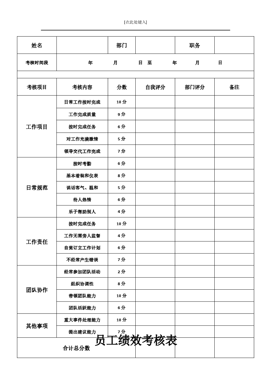 员工绩效考核表 (2).docx,第1页预览