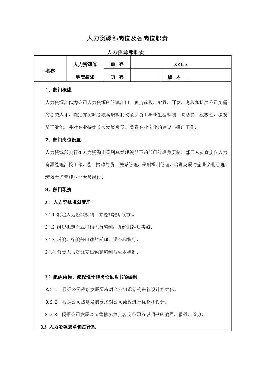 人力资源部岗位职责及考核标准.doc，第1页预览
