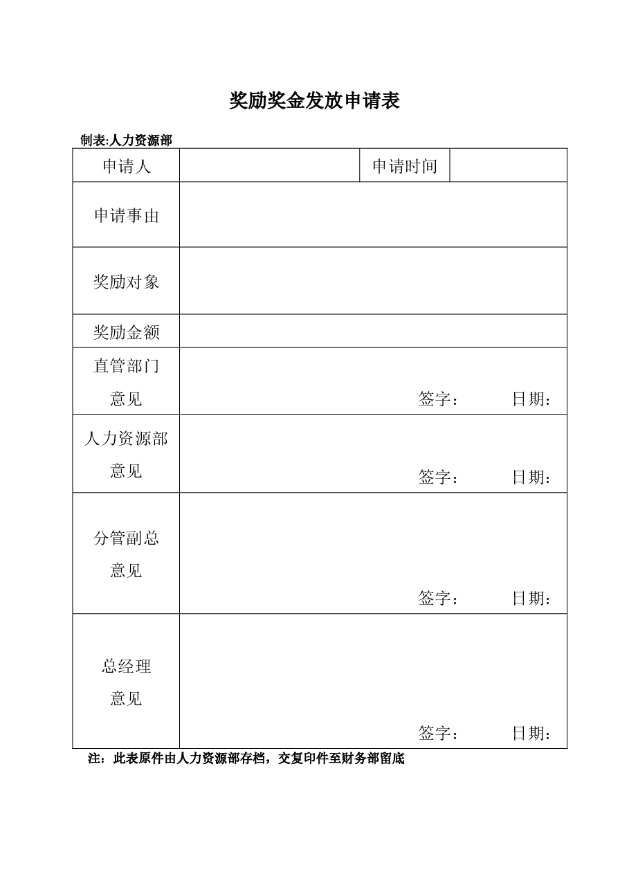 奖励奖金发放申请表.docx,第1页预览