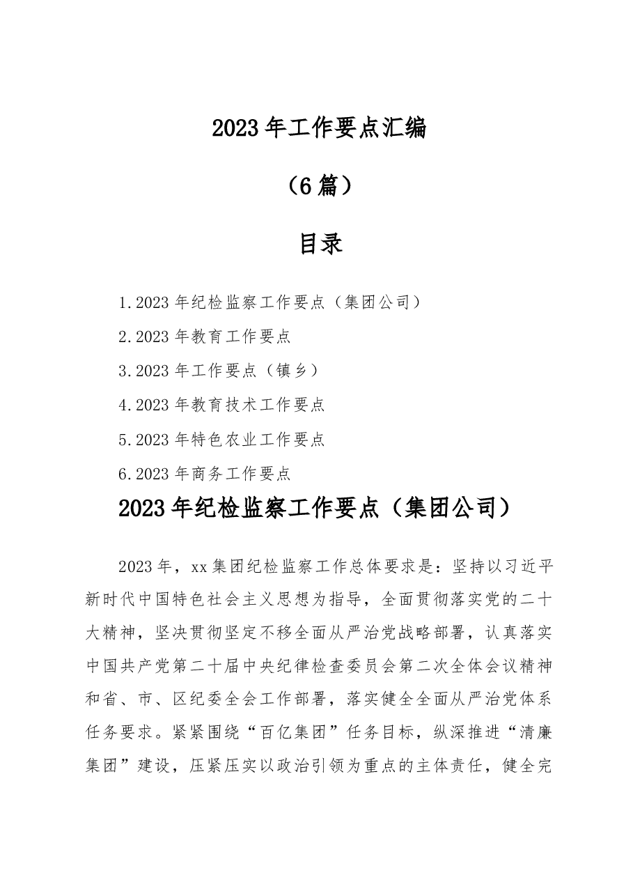 (6篇)2023年工作要点汇编.docx,第1页预览