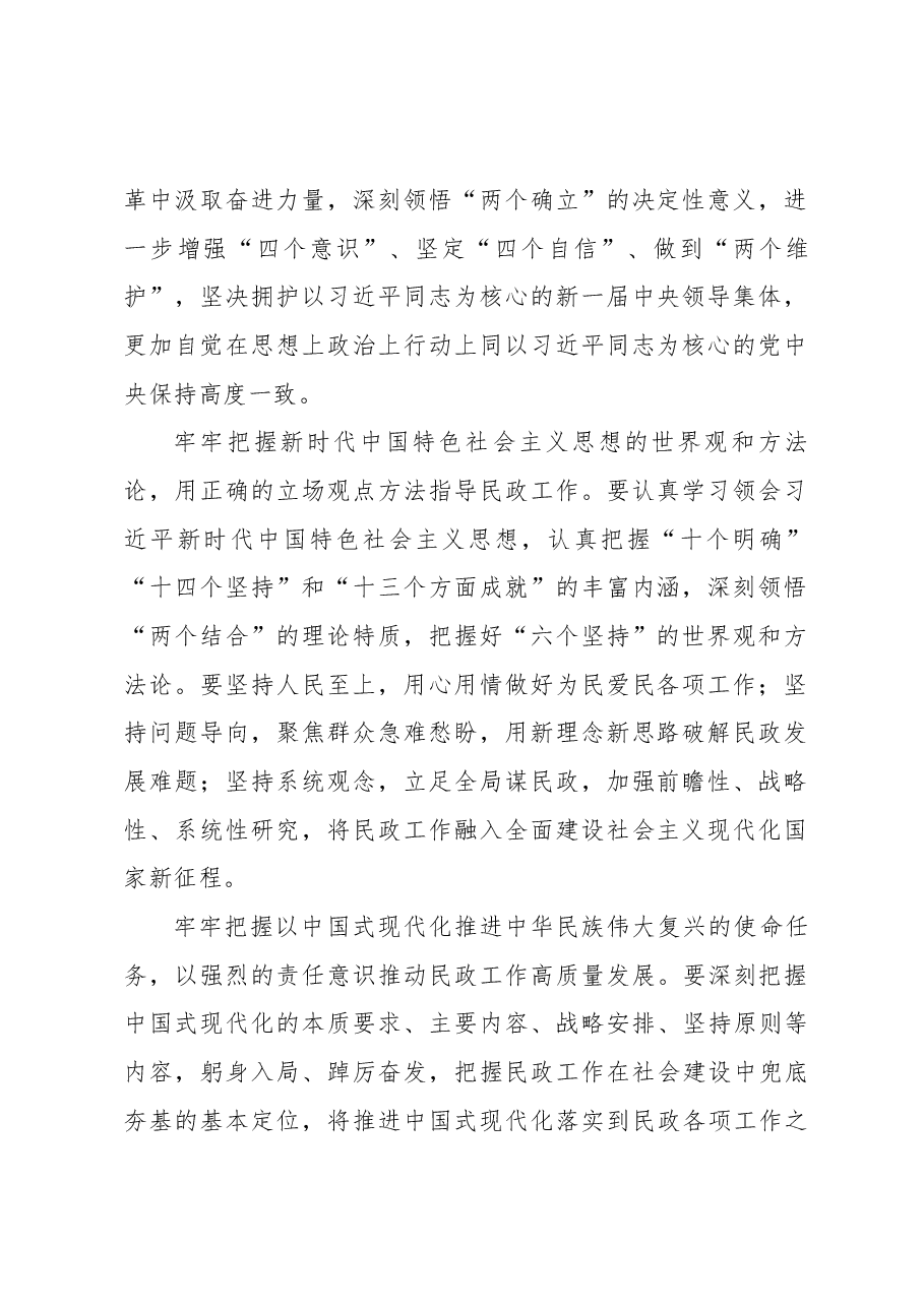 专题党课(民政):深入学习贯彻党的二十精神,熔塑“丹心向党、大爱为民”的“民政之魂”,融入新发展格局开创更高水平的“民政之为”.docx,第2页预览