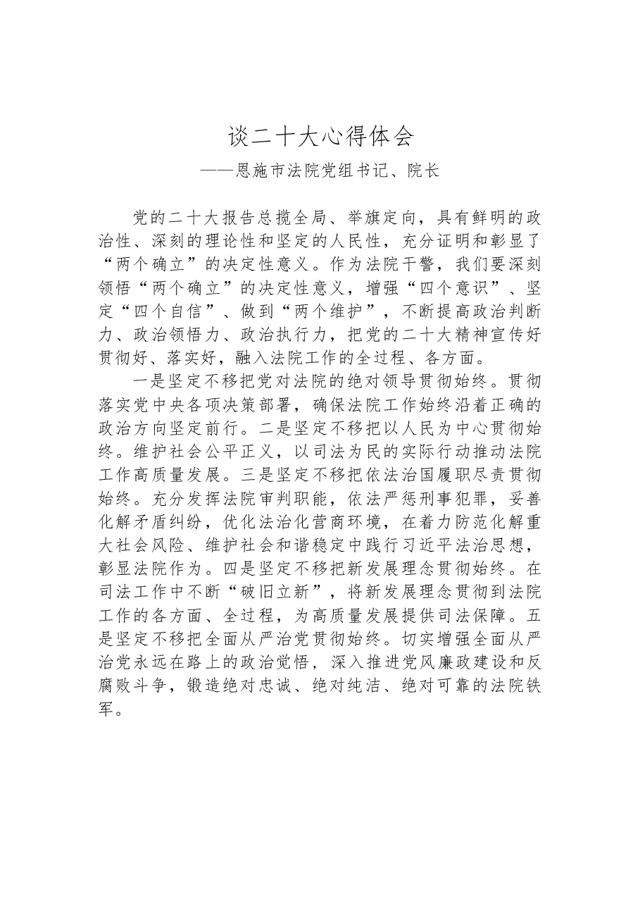 （12篇）法院院长学习党的二十大会议精神心得体会汇编.docx，第2页预览