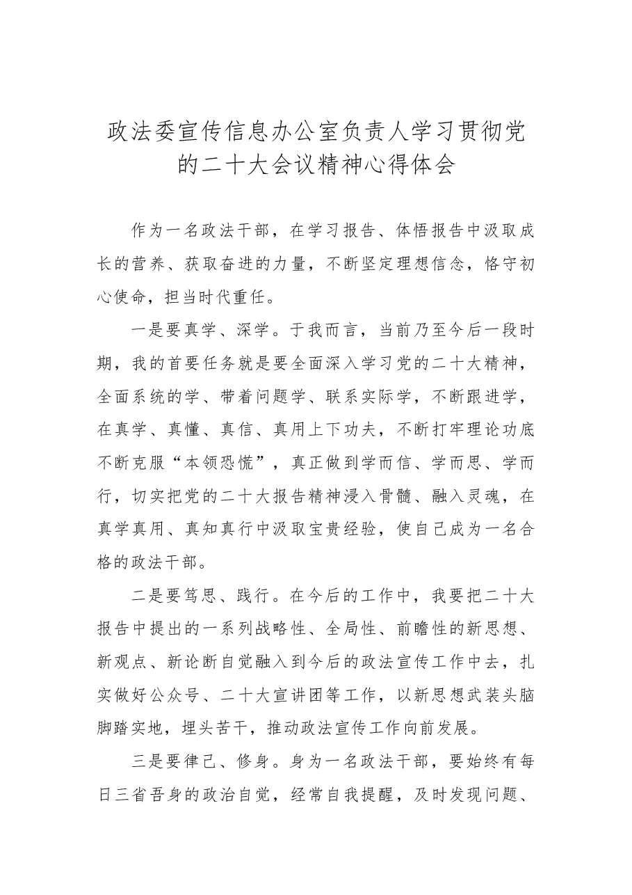 (6篇)政法委学习二十大心得体会汇编.docx,第4页预览