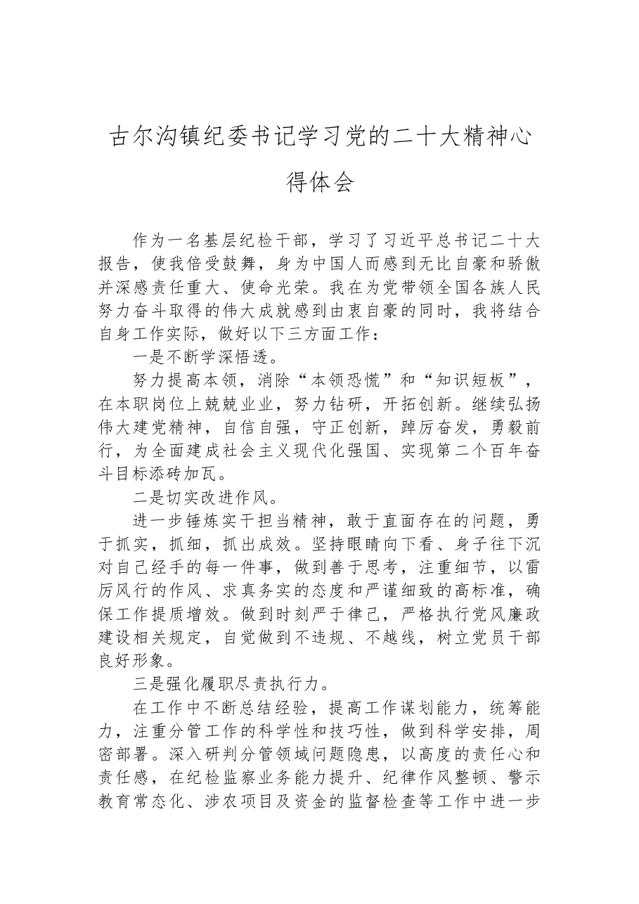 (5篇)乡纪委书记学习党的二十大精神心得体会汇编.docx,第4页预览