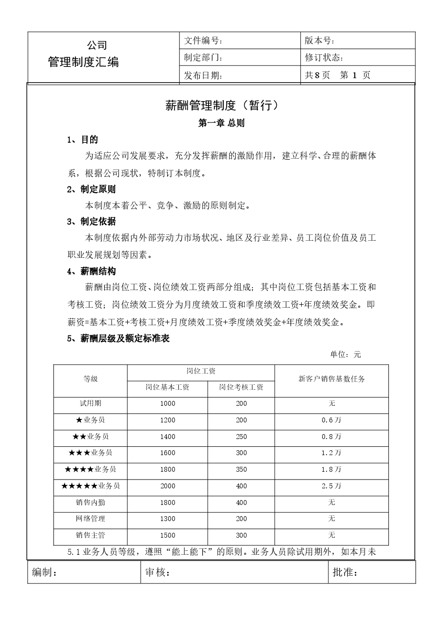 销售部门薪酬制度.doc,第1页预览