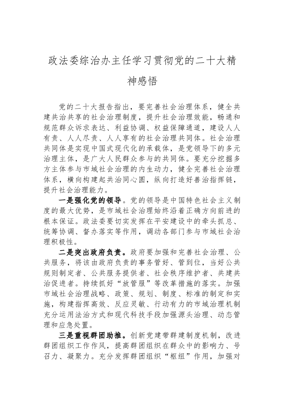 (3篇)政法系统党员干部学习贯彻党的二十大精神感悟汇编.docx,第2页预览