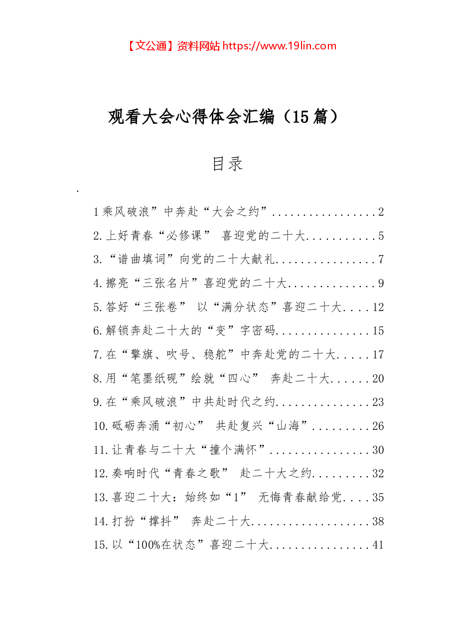 （15篇）观看大会心得体会汇编.docx，第1页预览