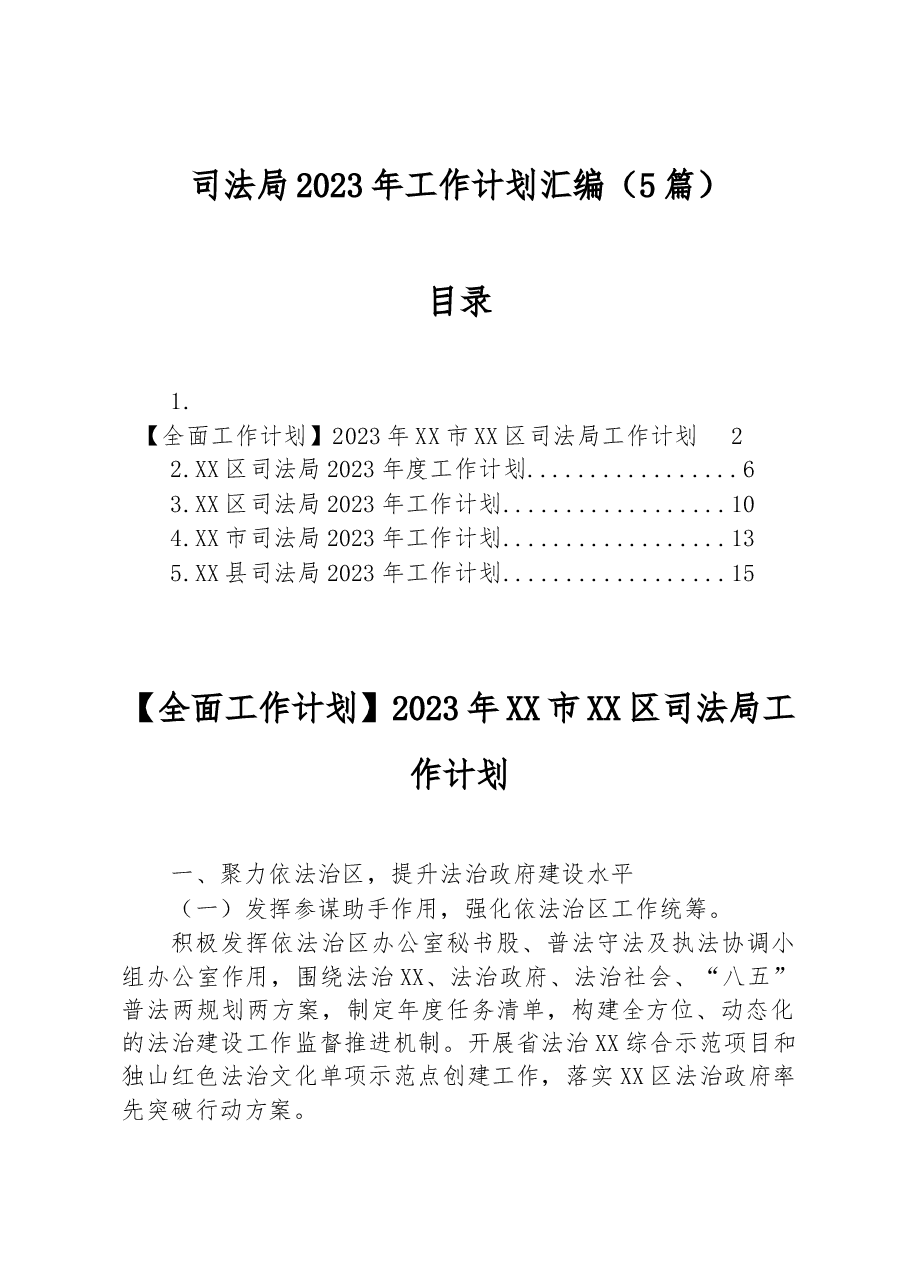 (5篇)司法局2023年工作计划汇编.docx,第1页预览