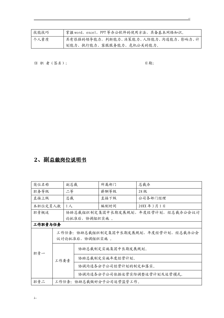 岗位说明书合集参考二.doc,第4页预览