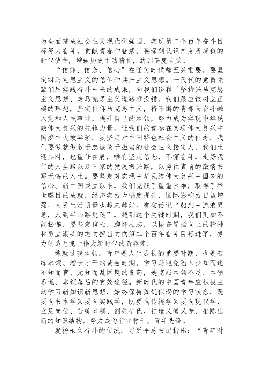 二十大专题党课:以二十大精神为指引抓好人才和青年工作,在砥砺前行中逐梦未来,用实干实绩唱响青春之歌.docx,第3页预览