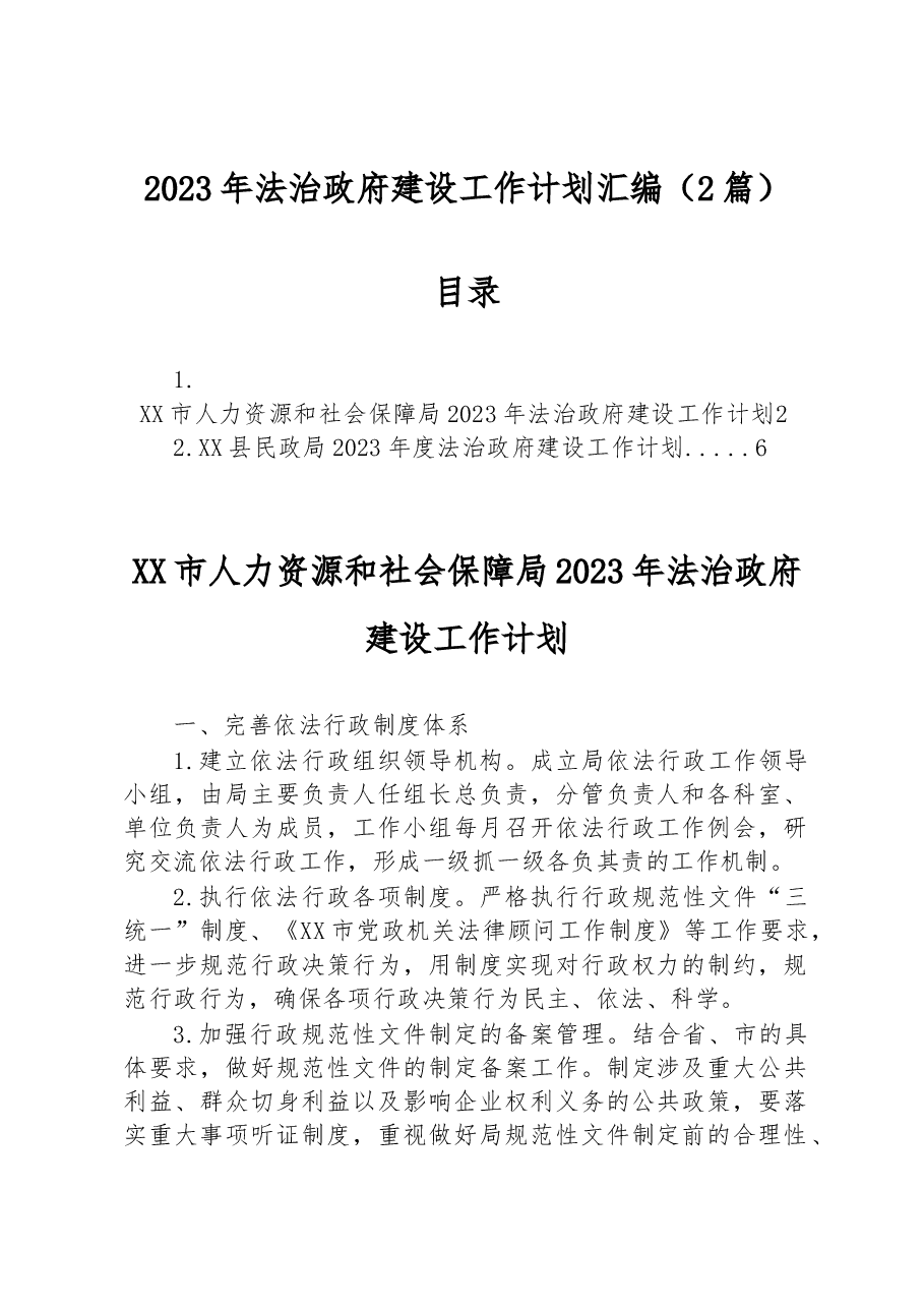 (2篇)2023年法治政府建设工作计划汇编.docx,第1页预览