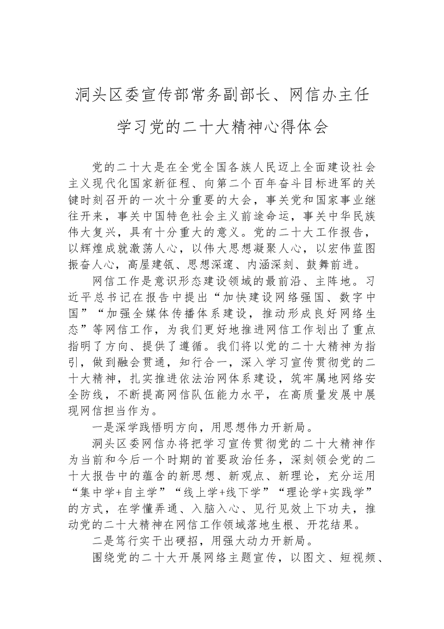 (16篇)宣传部学习党的二十大心得体会汇编.docx,第3页预览